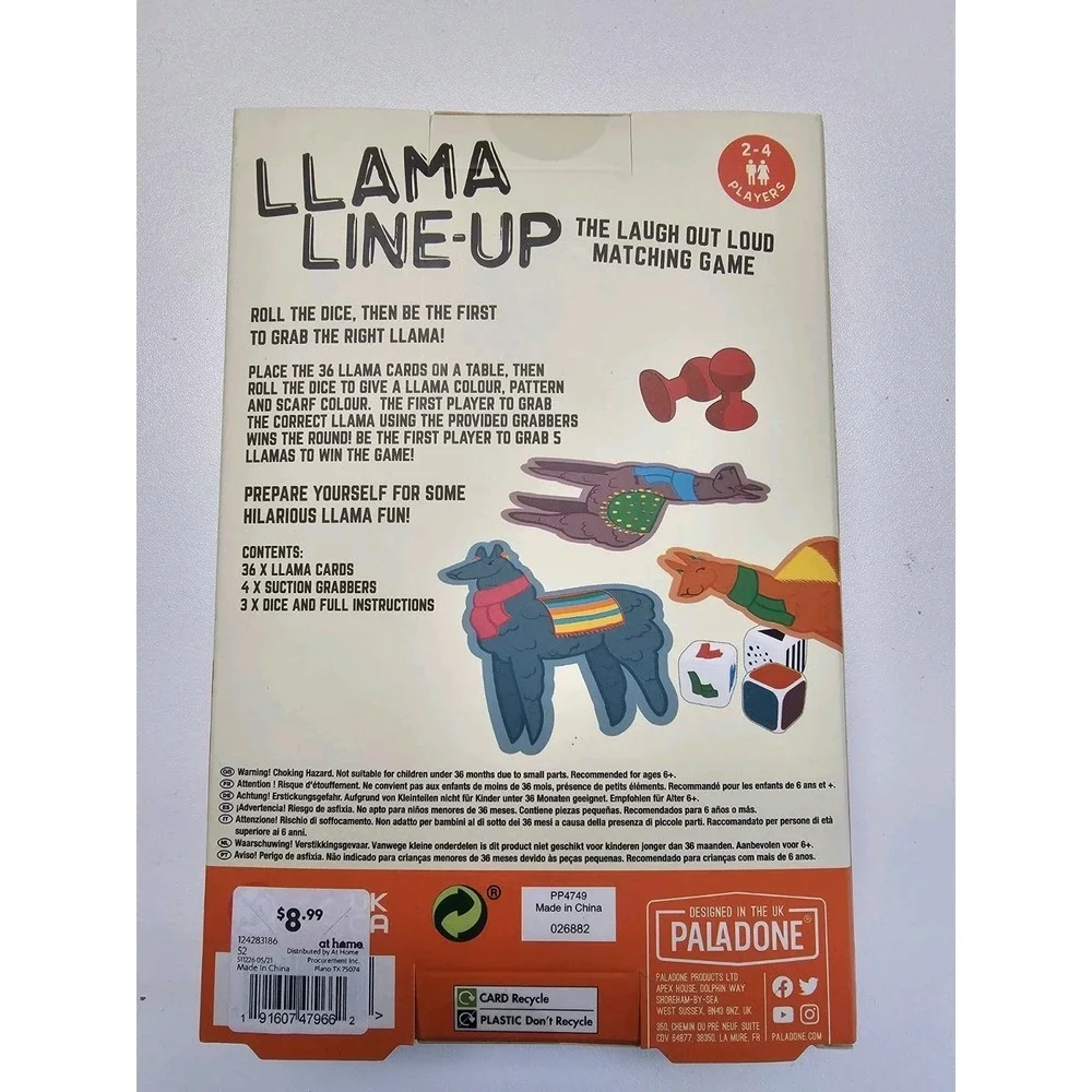 Llama Lineup Matching‎ Game For Ages 6 & Up Great Stocking Stuffer